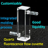 10mm quartz fluorescence flow cuvette Integrated process of quartz tube joints four sides transmitting light 4ml customized