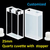 25mm Quartz cuvette with the stopper 9ml 2/4 sides transmitting light fused integrated process acid and alkali resistant and with UV transmission for scientific research can be customized