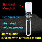 3mm quartz cuvette with a frosted mouth two sides transmitting light 14 standard mouth integrated molding process high UV transmission resistant to acid alkali and organic customized