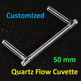 50mm Quartz Flow Cuvette Cylindrical Design Glue Bonding Process with High Light Transmission Ultraviolet Cuvette Customized
