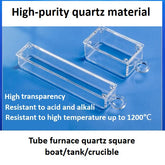 High-temperature resistant tube furnace quartz square boat crucible sample boat flat-bottomed corrosion-resistant square tank with lid