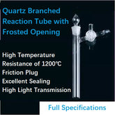 Quartz Branched Reaction Tube with Frosted Opening Schlenk Tube Quartz Glass Reaction Tube with Glass Piston