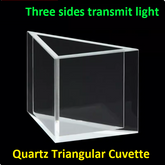 Quartz Triangular Fluorescent Cuvette with Three Sides Transmitting Light Capacity 8ml Glued Combination Process Customized
