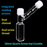 Quartz cuvette with dual channel and dual screw thread opening optical path 10mm optical glued integrated molding four sides transmitting light ultraviolet transmission can be customized