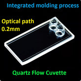 Quartz flow cuvette optical path 0.2mm/120ul integrated optical glued molding resistant to acid, alkali and high temperatures customized UV cuvette