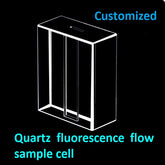 Quartz fluorescence flow sample cell flow tank cuvette open at both ends thick wall without bottom six sides transmitting light