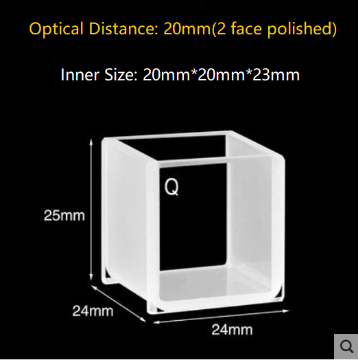 20mm/30mm/40mm/50mm Square Quartz Fluorescence Cuvette/Quartz Tank/Two or Four Polished Windows/Big Capacity 1pc - MICQstore