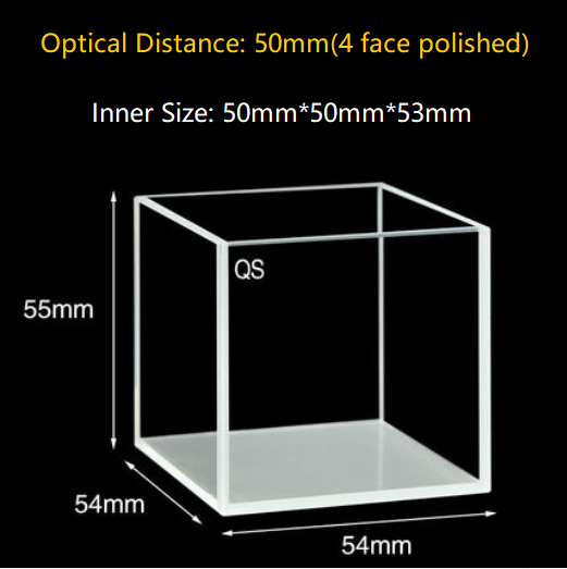 20mm/30mm/40mm/50mm Square Quartz Fluorescence Cuvette/Quartz Tank/Two or Four Polished Windows/Big Capacity 1pc - MICQstore