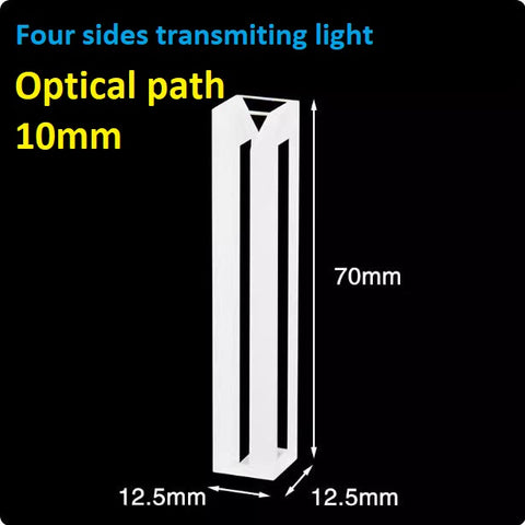 10mm quartz fluorescence micro cuvette four sides transmitting light height 70mm acid and alkali resistant
