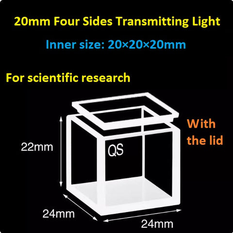 20mm/30mm/40mm/50mm Square Quartz Fluorescence Cuvette/Quartz Tank/Two or Four Polished Windows/Big Capacity 1pc