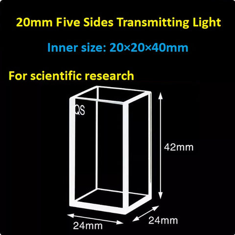 20mm/30mm/40mm/50mm Square Quartz Fluorescence Cuvette/Quartz Tank/Two or Four Polished Windows/Big Capacity 1pc