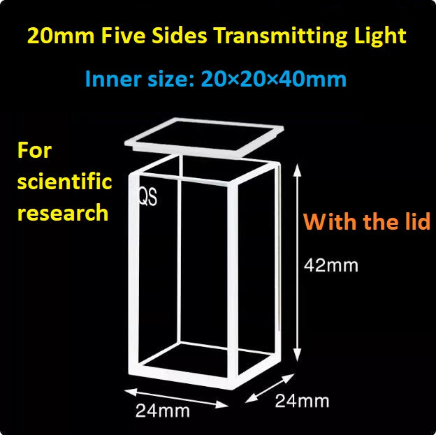 20mm/30mm/40mm/50mm Square Quartz Fluorescence Cuvette/Quartz Tank/Two or Four Polished Windows/Big Capacity 1pc