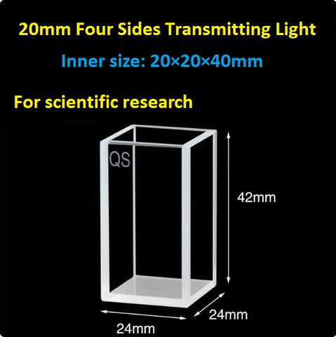 20mm/30mm/40mm/50mm Square Quartz Fluorescence Cuvette/Quartz Tank/Two or Four Polished Windows/Big Capacity 1pc