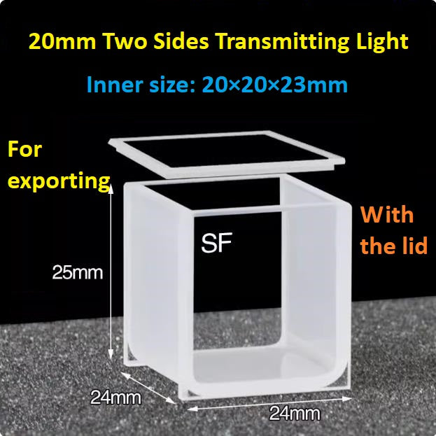 20mm/30mm/40mm/50mm Square Quartz Fluorescence Cuvette/Quartz Tank/Two or Four Polished Windows/Big Capacity 1pc