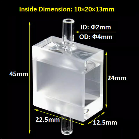 20mm Quartz Flow Cuvette with optical glued integration process