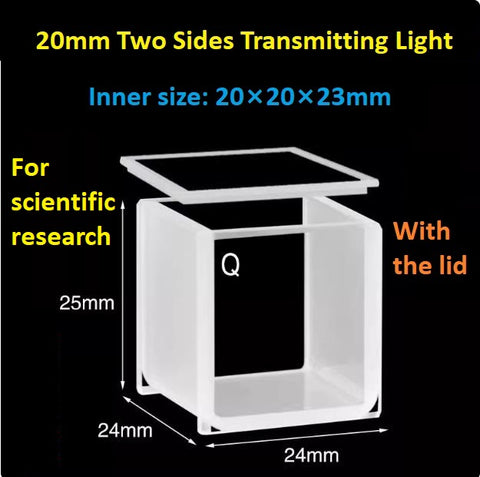 20mm/30mm/40mm/50mm Square Quartz Fluorescence Cuvette/Quartz Tank/Two or Four Polished Windows/Big Capacity 1pc