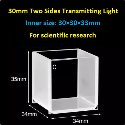 20mm/30mm/40mm/50mm Square Quartz Fluorescence Cuvette/Quartz Tank/Two or Four Polished Windows/Big Capacity 1pc