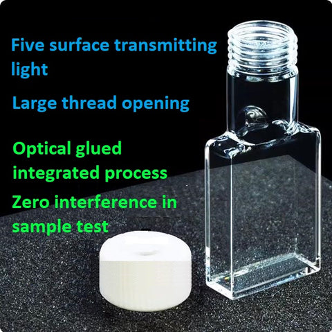 30mm Quartz thread sample cell fluorescence detection extra-large screw opening 12ml optical glued integrated molding five surface transmitting light insertable for electrode ultraviolet cuvette