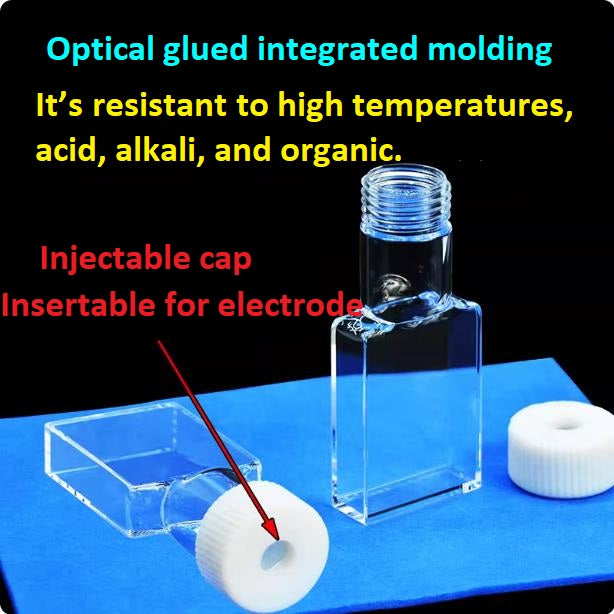 30mm Quartz thread sample cell fluorescence detection extra-large screw opening 12ml optical glued integrated molding five surface transmitting light insertable for electrode ultraviolet cuvette