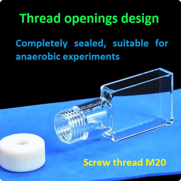 30mm Quartz thread sample cell fluorescence detection extra-large screw opening 12ml optical glued integrated molding five surface transmitting light insertable for electrode ultraviolet cuvette