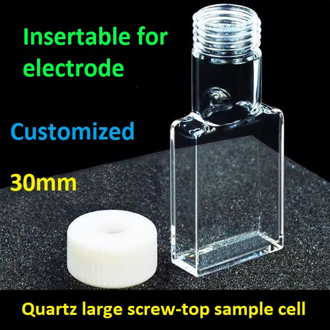 30mm Quartz thread sample cell fluorescence detection extra-large screw opening 12ml optical glued integrated molding five surface transmitting light insertable for electrode ultraviolet cuvette