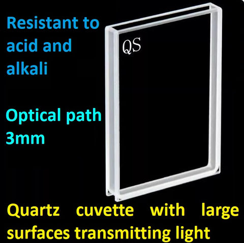 3mm quartz cuvette with large surfaces transmitting light acid and alkali resistant ultraviolet can be customized