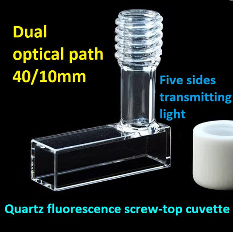 40/10mm quartz fluorescence screw-top cuvette thread sample cell integrated molding process completely sealed resistant to acid, alkali, organic customizable