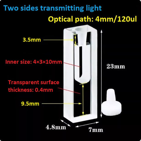 4mm quartz cuvette with stopper 120ul micro sample cell special for ultraviolet transmission research