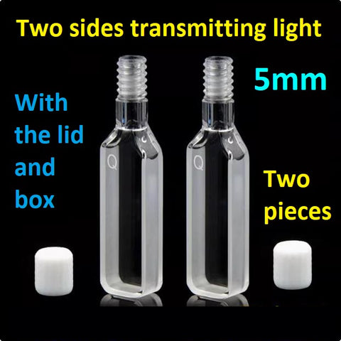 5mm quartz spiral opening fluorescence cuvette with two sides transmitting light screw thread opening German HELLMA technology injectable