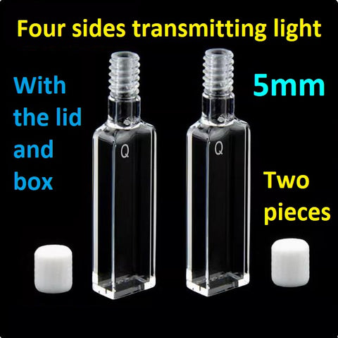 5mm quartz spiral opening fluorescence cuvette with two sides transmitting light screw thread opening German HELLMA technology injectable