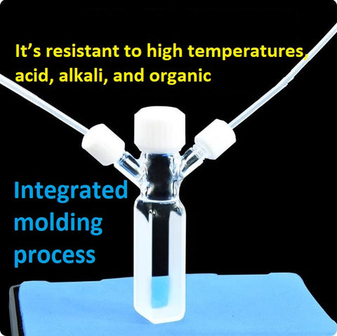 Customized quartz triple screwed cuvette screw thread sample cell integrated molding completely sealed resistant to acid and alkali