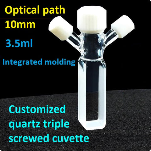 Customized quartz triple screwed cuvette screw thread sample cell integrated molding completely sealed resistant to acid and alkali