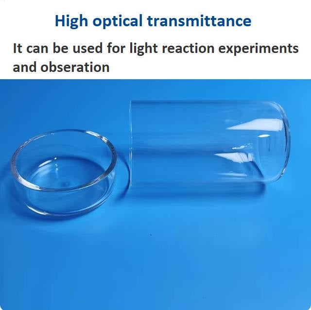 High-temperature resistant straight tube quartz glass crucibles transparent beakers with lids corrosion resistant laboratory vessels can be customized