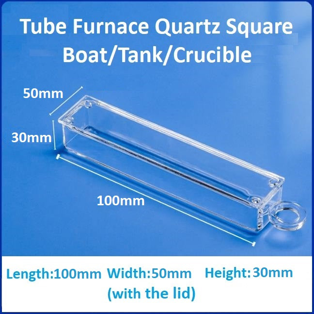 High-temperature resistant tube furnace quartz square boat crucible sample boat flat-bottomed corrosion-resistant square tank with lid