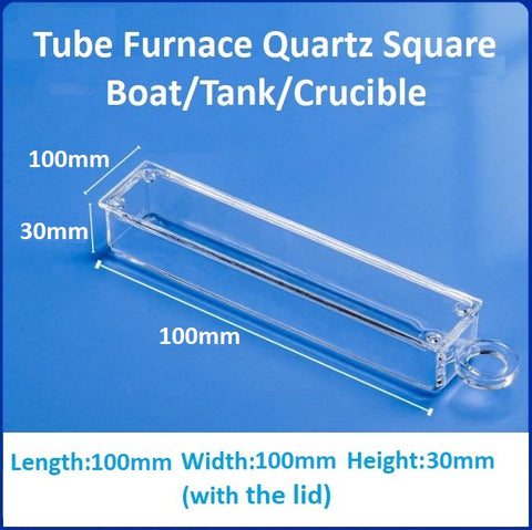 High-temperature resistant tube furnace quartz square boat crucible sample boat flat-bottomed corrosion-resistant square tank with lid