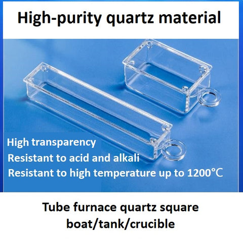 High-temperature resistant tube furnace quartz square boat crucible sample boat flat-bottomed corrosion-resistant square tank with lid