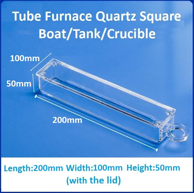 High-temperature resistant tube furnace quartz square boat crucible sample boat flat-bottomed corrosion-resistant square tank with lid