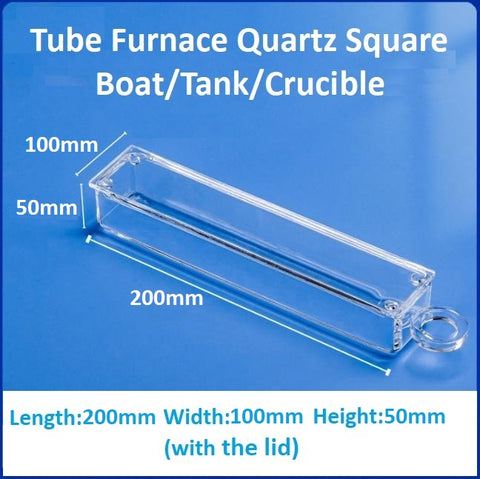 High-temperature resistant tube furnace quartz square boat crucible sample boat flat-bottomed corrosion-resistant square tank with lid