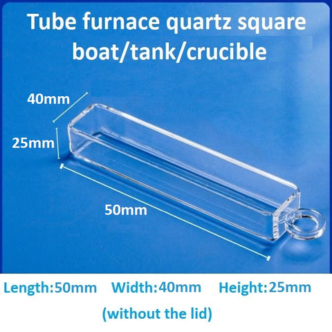 High-temperature resistant tube furnace quartz square boat crucible sample boat flat-bottomed corrosion-resistant square tank with lid