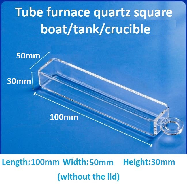 High-temperature resistant tube furnace quartz square boat crucible sample boat flat-bottomed corrosion-resistant square tank with lid