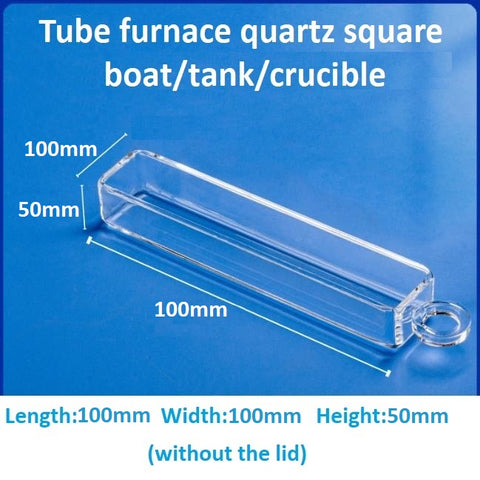 High-temperature resistant tube furnace quartz square boat crucible sample boat flat-bottomed corrosion-resistant square tank with lid