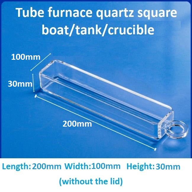 High-temperature resistant tube furnace quartz square boat crucible sample boat flat-bottomed corrosion-resistant square tank with lid