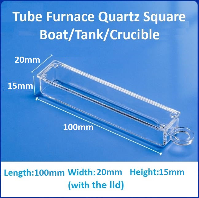 High-temperature resistant tube furnace quartz square boat crucible sample boat flat-bottomed corrosion-resistant square tank with lid