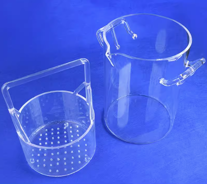High temperature resistance quartz beaker metal extraction square cylinder reactor quartz crucible quartz glass instruments customized