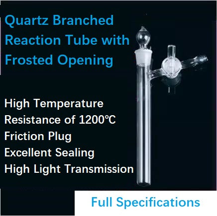 Quartz Branched Reaction Tube with Frosted Opening  Schlenk Tube Quartz Glass Reaction Tube with Glass Piston