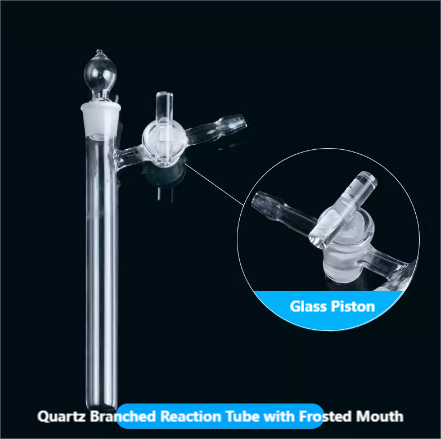 Quartz Branched Reaction Tube with Frosted Opening  Schlenk Tube Quartz Glass Reaction Tube with Glass Piston