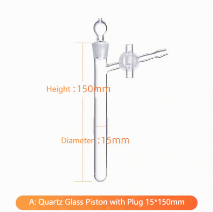 Quartz Branched Reaction Tube with Frosted Opening  Schlenk Tube Quartz Glass Reaction Tube with Glass Piston