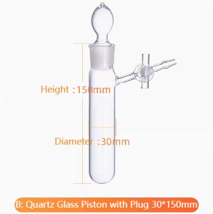 Quartz Branched Reaction Tube with Frosted Opening  Schlenk Tube Quartz Glass Reaction Tube with Glass Piston