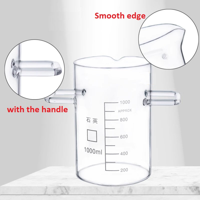 Quartz Beaker with Handle 1/2/5/8/10L Noble Metal Stir Beaker for Large Capacity Refining resistant to high temperature up to 1200℃