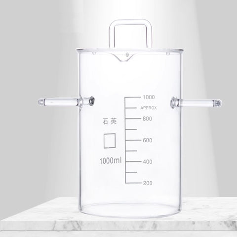 Quartz Beaker with Handle 1/2/5/8/10L Noble Metal Stir Beaker for Large Capacity Refining resistant to high temperature up to 1200℃